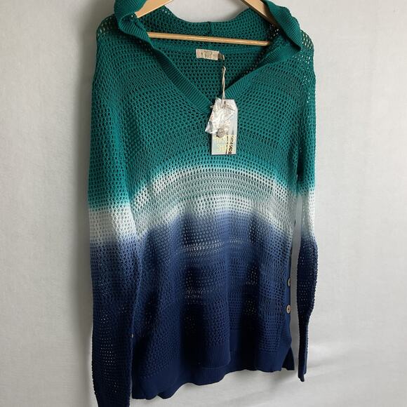 Paradise Shores Multicolor Womens Medium Hooded Beach Sweater NWT - Picture 3 of 8